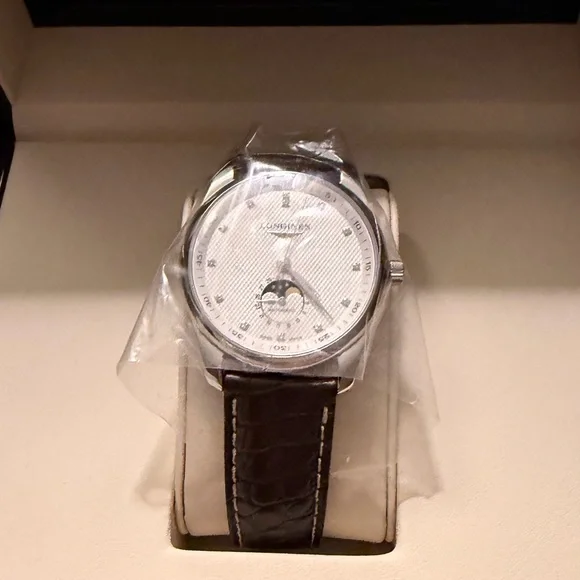 Longines Silver Buckle with Dark Brown Crocodile Strap